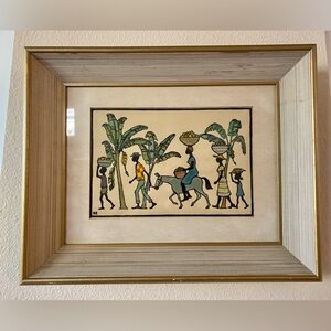VTG Folk Art Haitian African South America People Palm Trees Donkey Signed RS